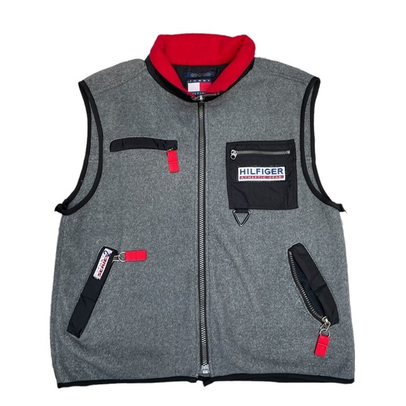 Vintage Tommy Hilfiger gray sleeveless Athletic Hiking outdoor Vest Sz Large
